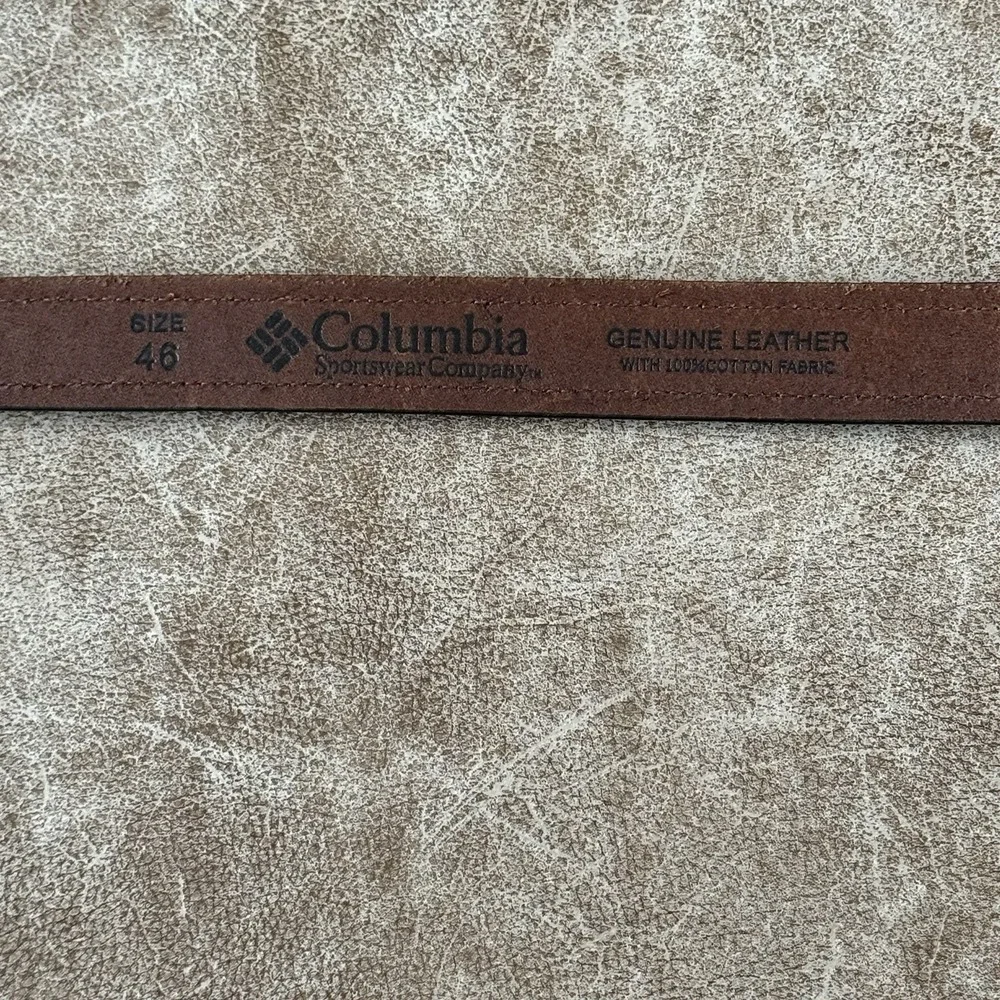Southwestern Woven Leather Belt Brown Genuine Leather Columbia Size 46 Vintage